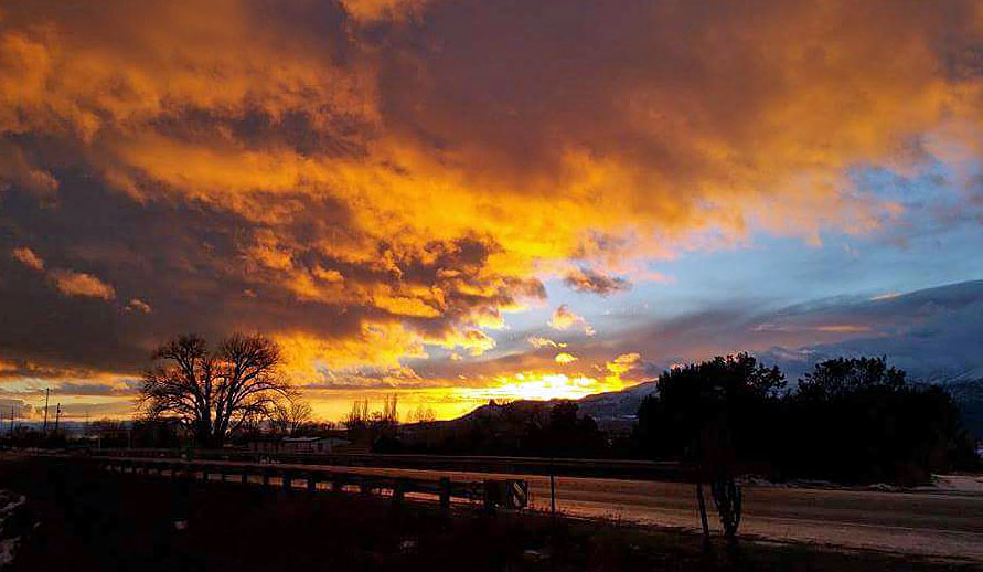 Gorgeous sunset as viewed from Grizzly Rose Cottage