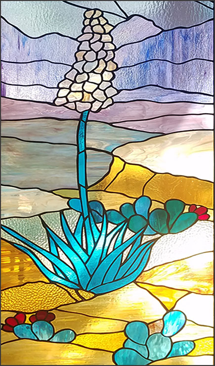 Stained Glass Yucca Cactus Window created by Michelle Eagle